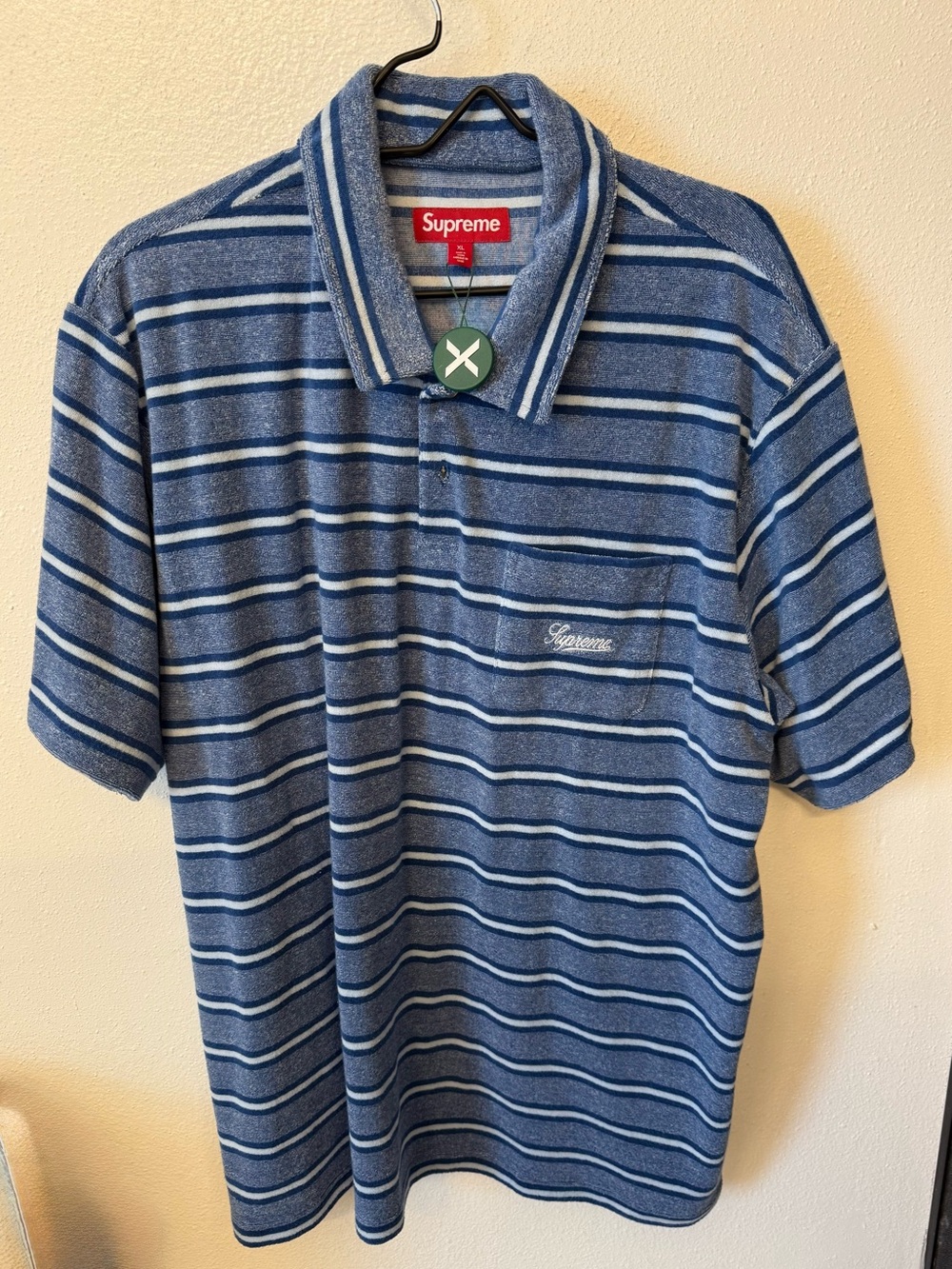 Supreme Blue Striped Polo Shirt